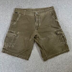 KUHL Cargo Shorts Mens 36 Rugged Utility Olive Green Zippered Pockets